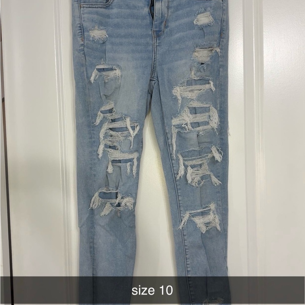 American Eagle Outfitters Ripped Light Blue Skinny Jeans